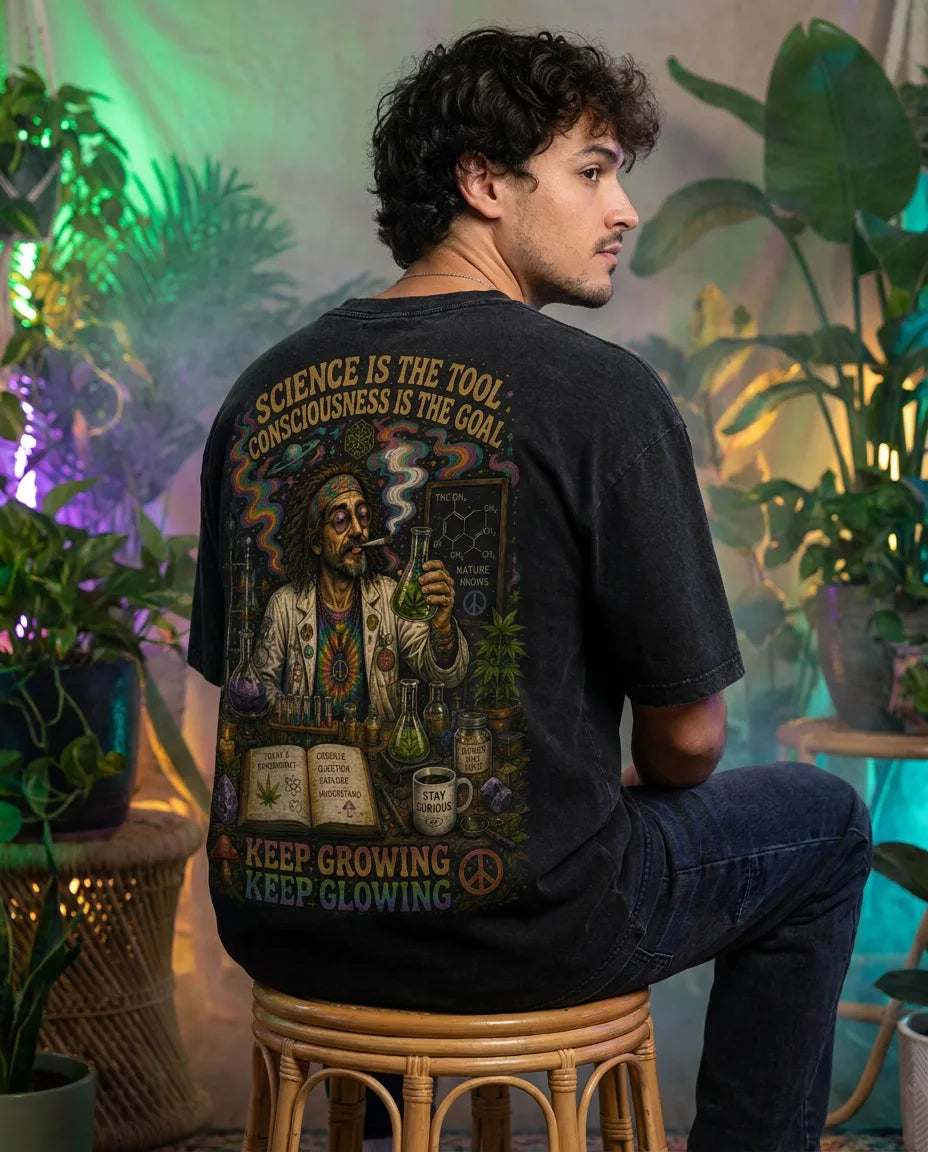 Hippie Scientist Tee shown from the back