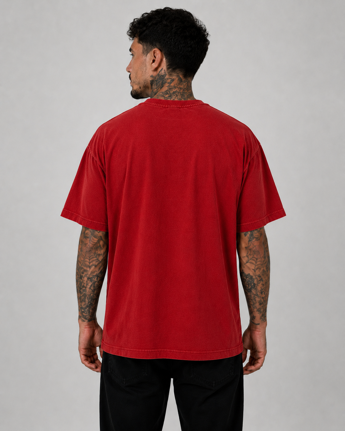 Panda graphic T-shirt in red, alternate view