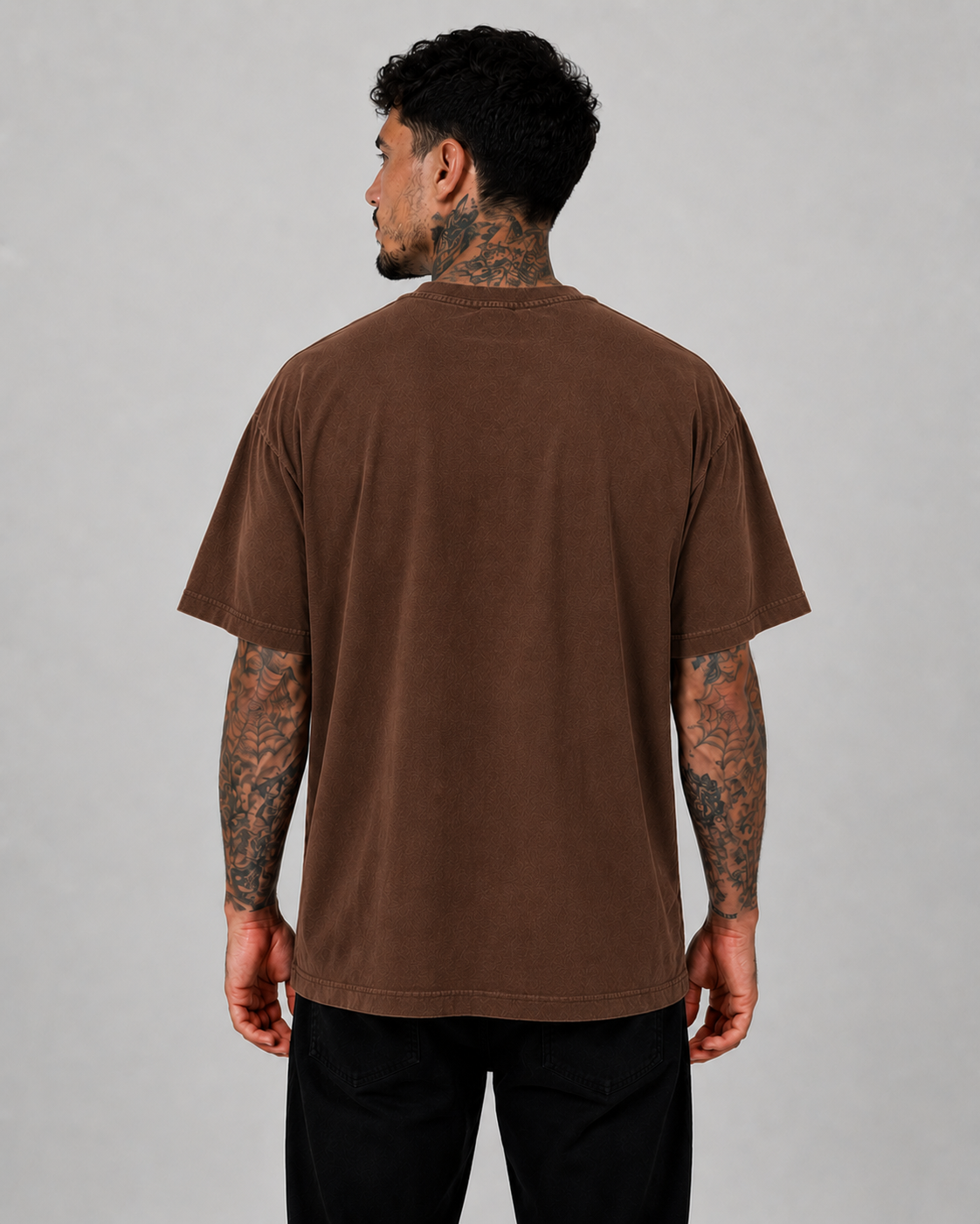 Panda graphic T-shirt in brown, alternate view