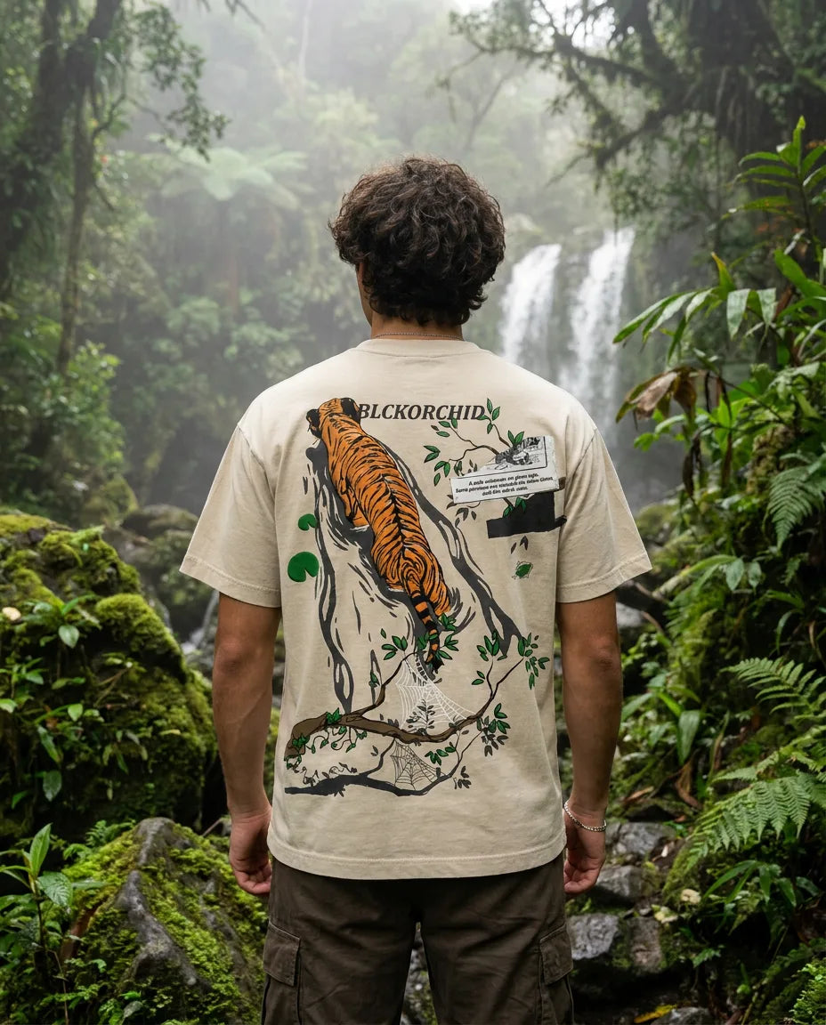Color: Beige | View: Back | Tiger River Tee