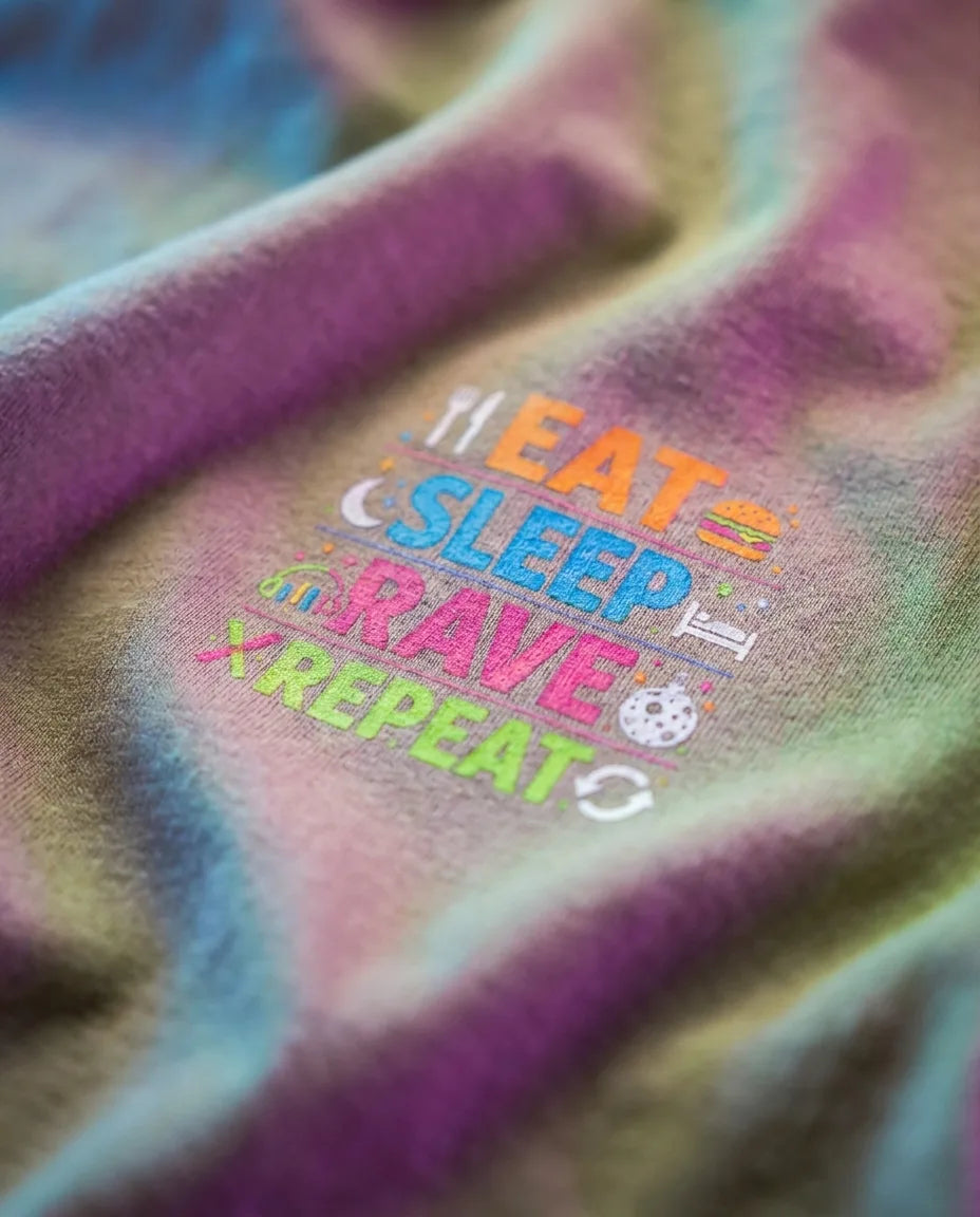 Color: Beige | View: Detail | Eat Sleep Rave Repeat Tee