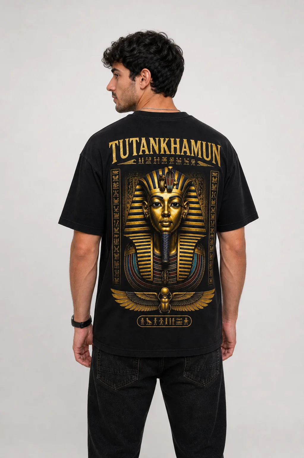 Color: Black | View: Back | Tutankhamun Tee