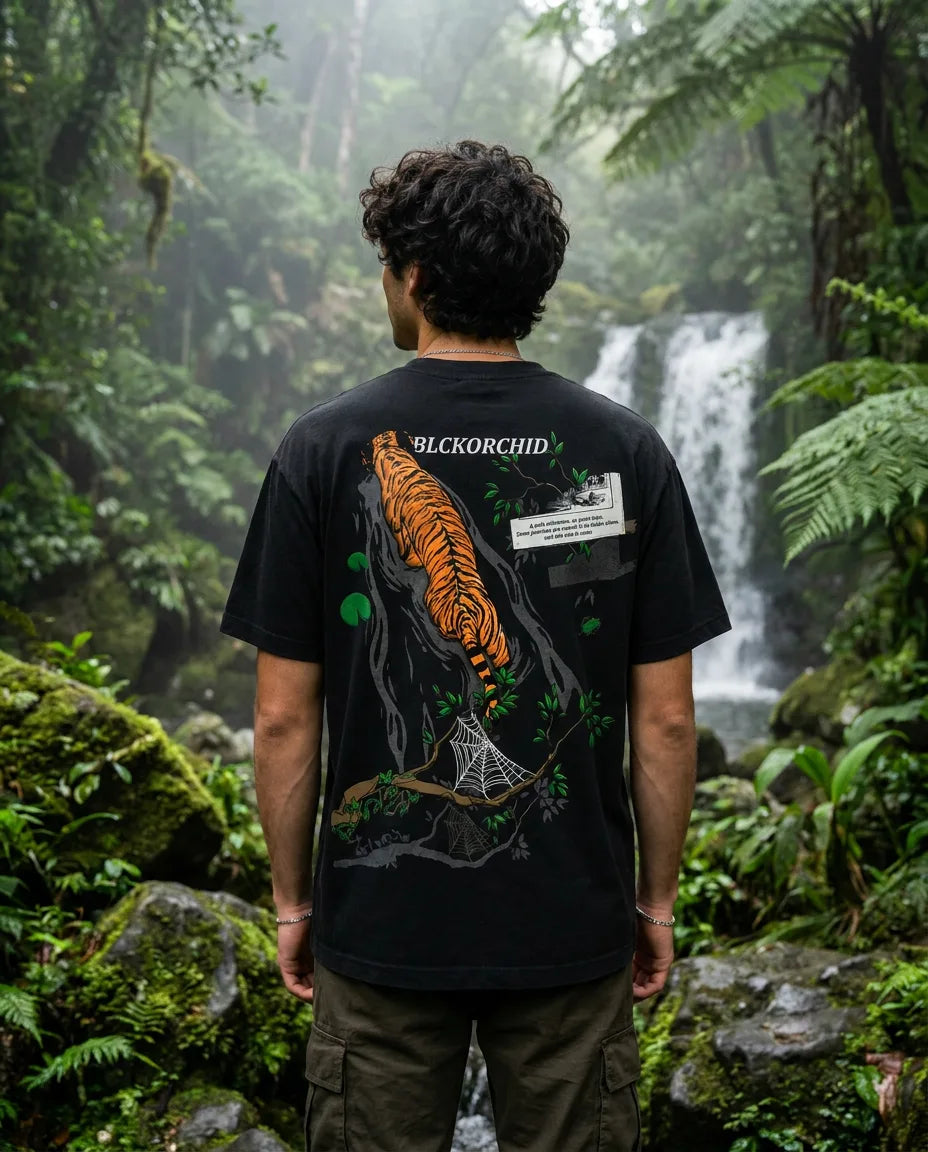 Color: Black | View: Back | Tiger River Tee