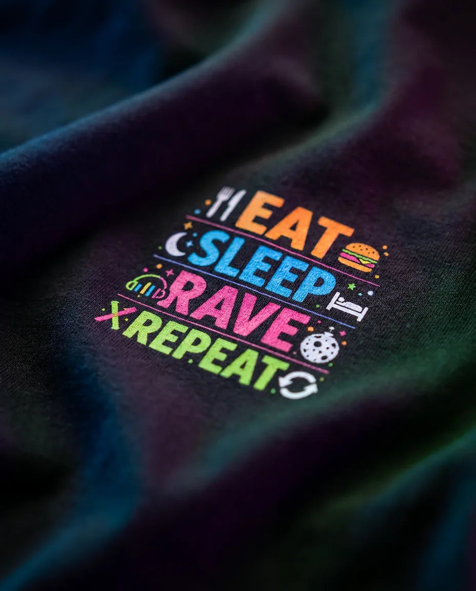 Color: Black | View: Detail | Eat Sleep Rave Repeat Tee
