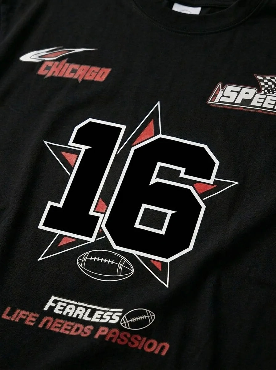 Color: Black | View: Detail | Fearless 16 Tee
