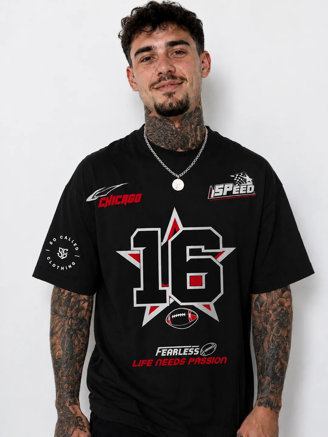 Color: Black | View: Front | Fearless 16 Tee