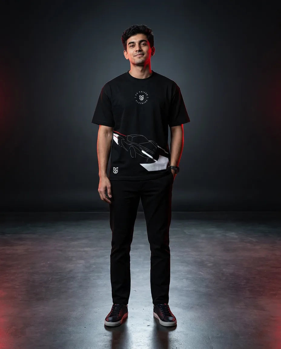 Color: Black | View: Front | SC Racer Tee