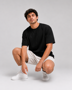 Color: Black | View: Model | Plain Oversized Tee