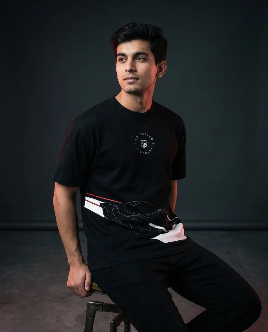 Color: Black | View: Model | SC Racer Tee