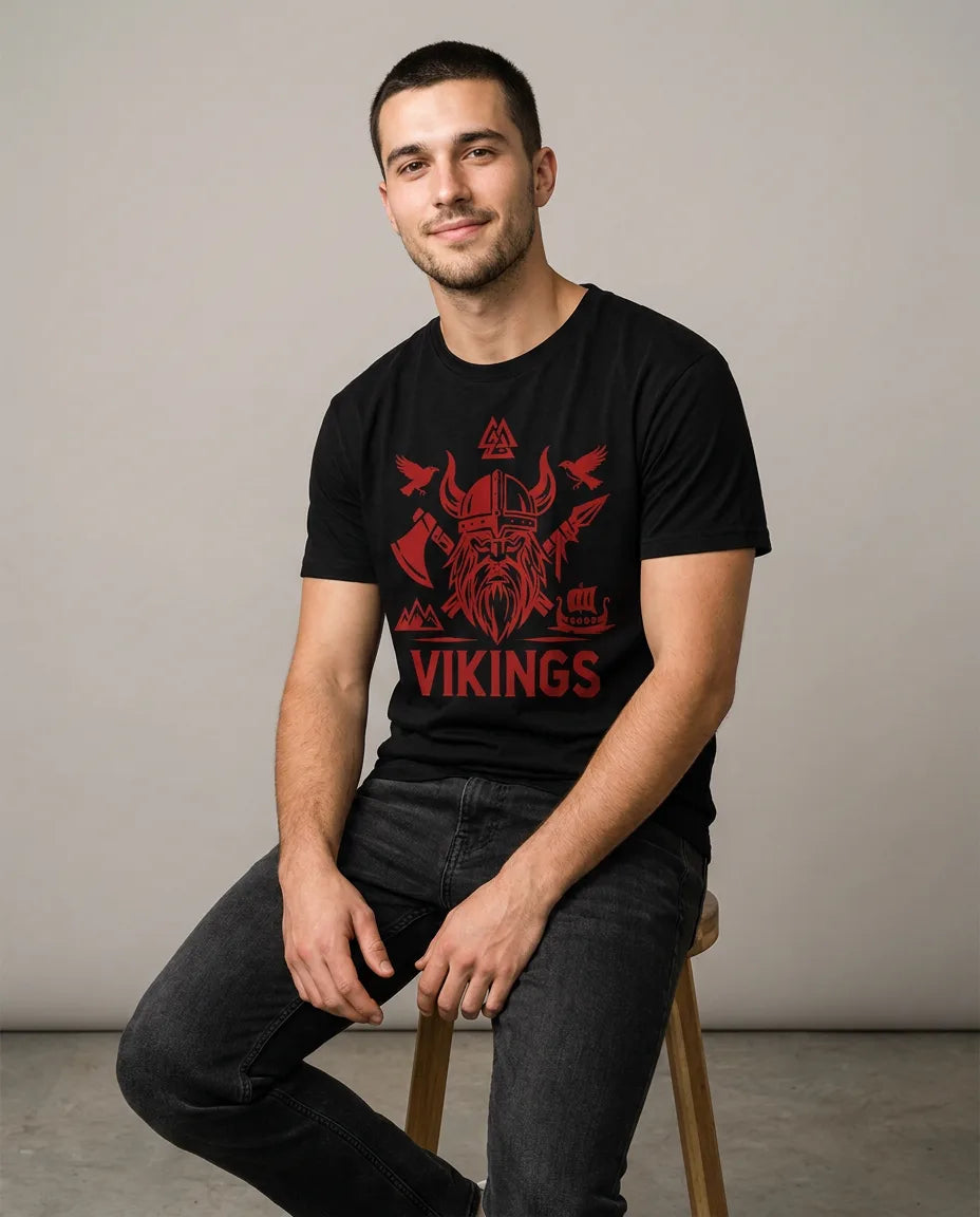 Color: Black | View: Model | Vikings Tee