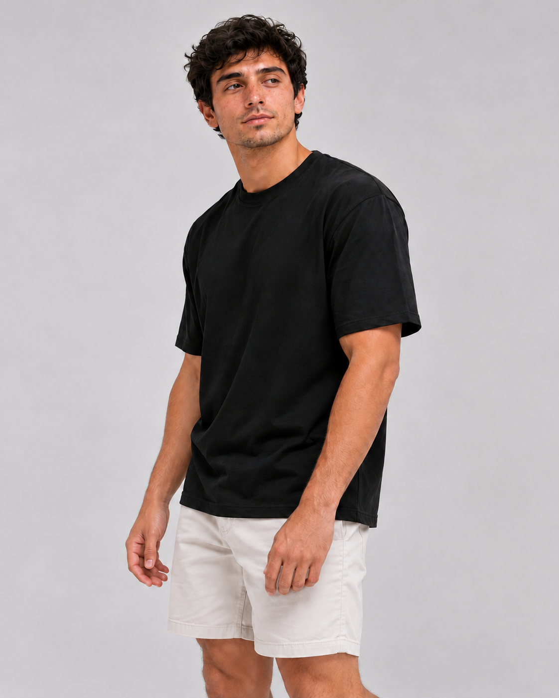 Color: Black | View: Side | Plain Oversized Tee