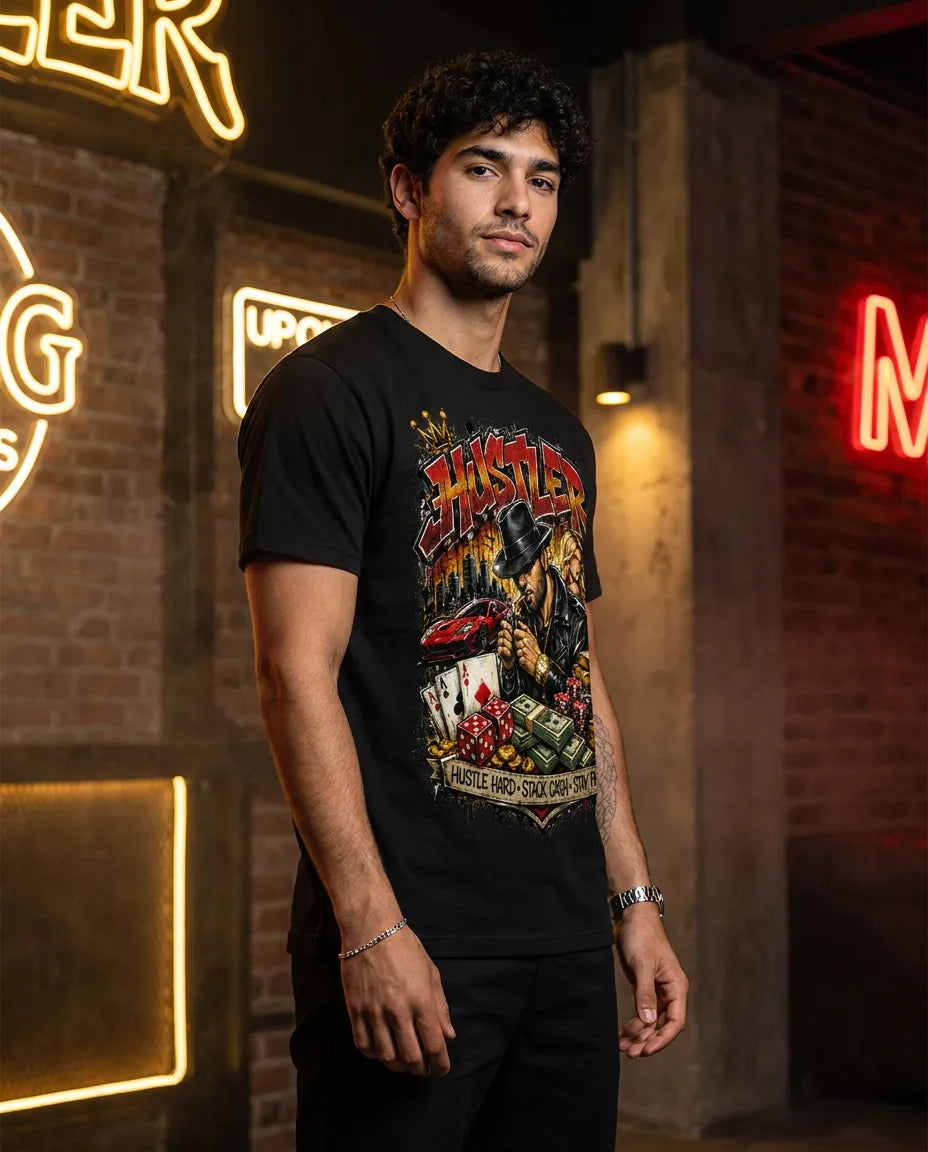Color: Black | View: Side | Hustler Tee