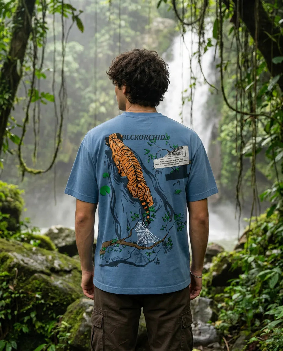 Color: Blue | View: Back | Tiger River Tee