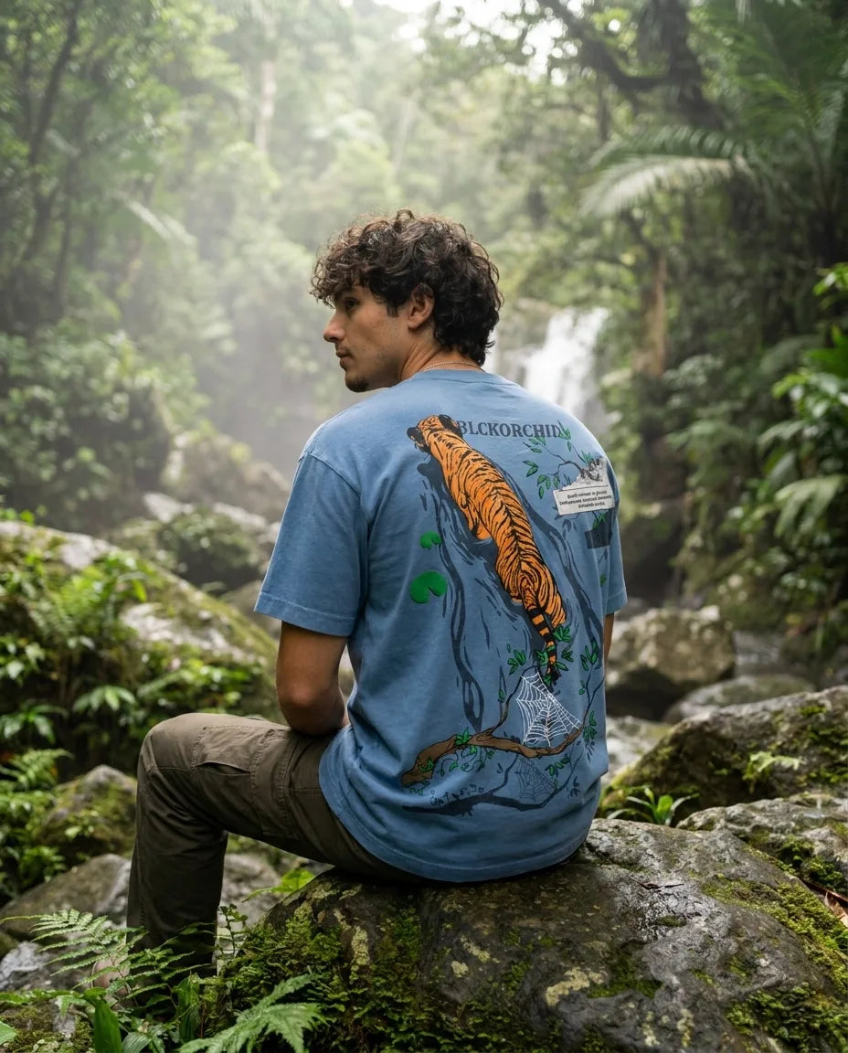 Color: Blue | View: Model | Tiger River Tee