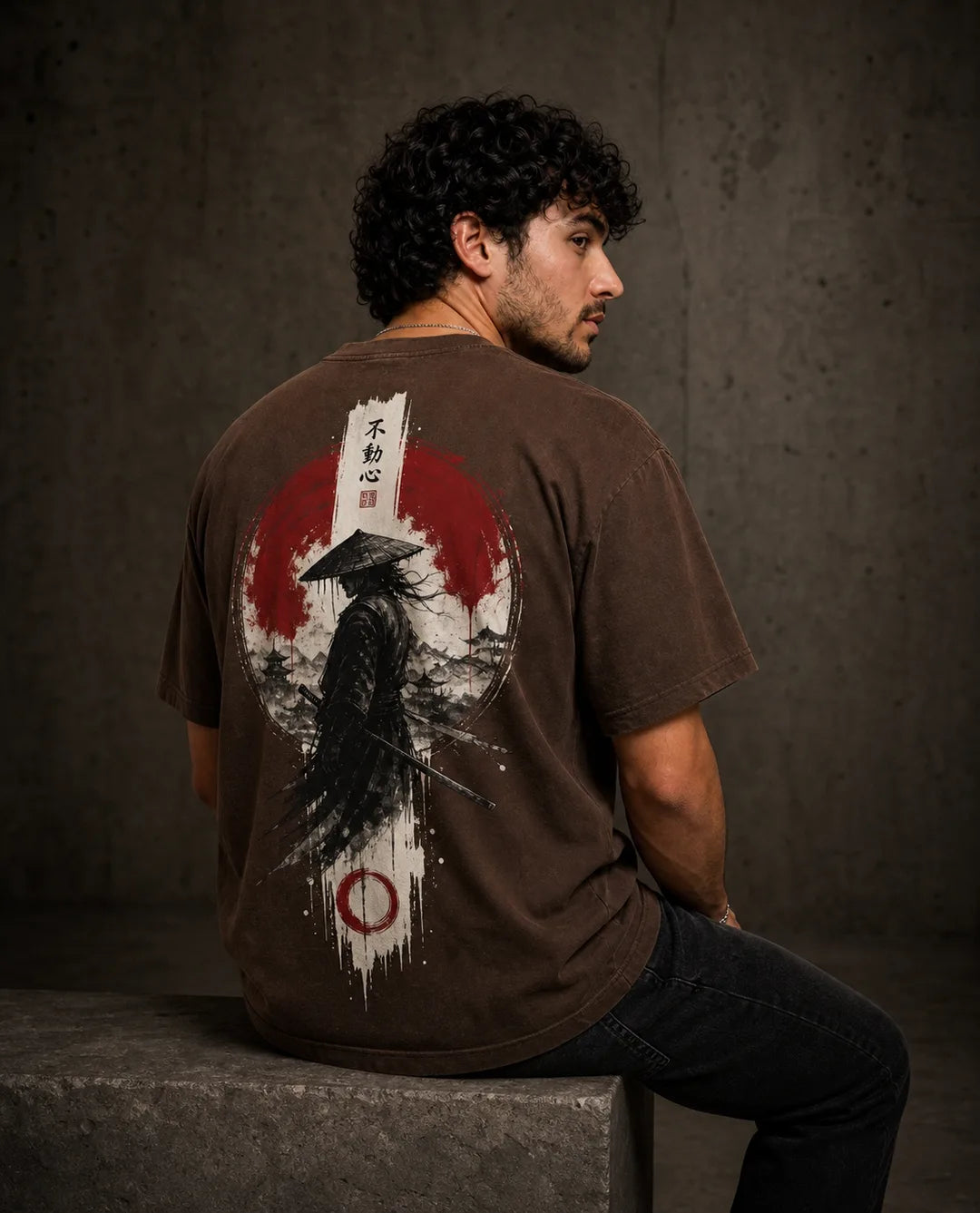 Color: Brown | View: Model | Samurai Design 1 Tee
