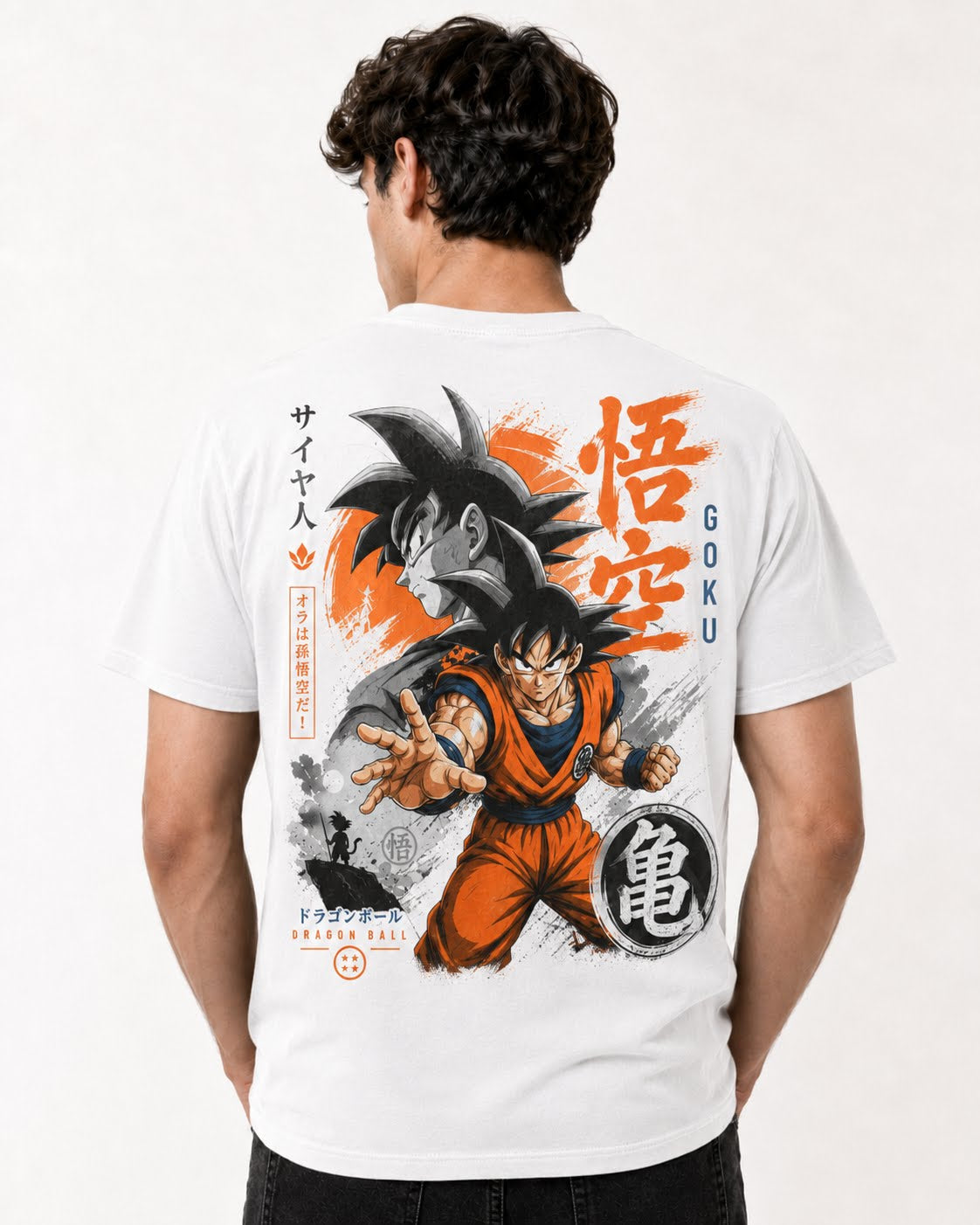 Color: White | View: Back | Goku Graphic Tee