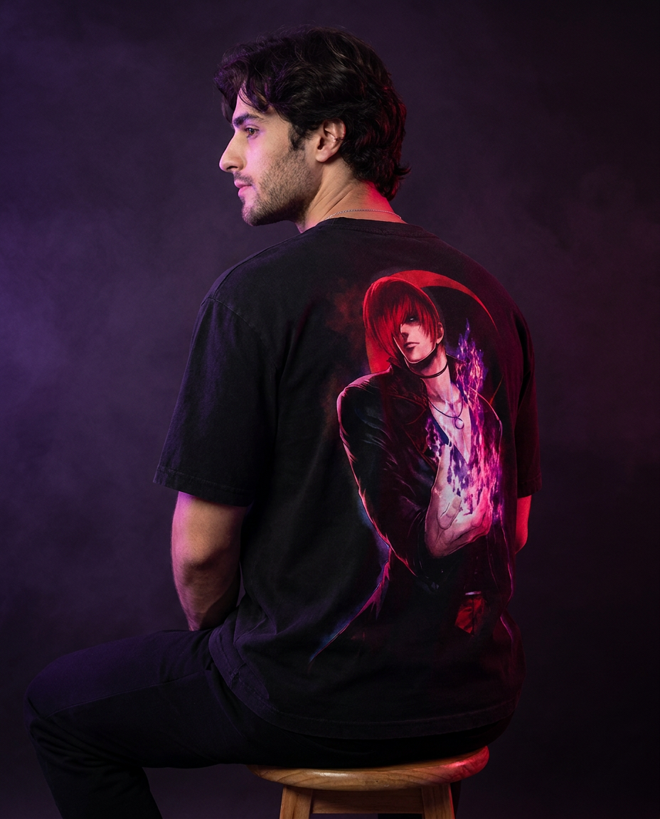 Color: Black | View: Back Fit | Iori Yagami Graphic Tee