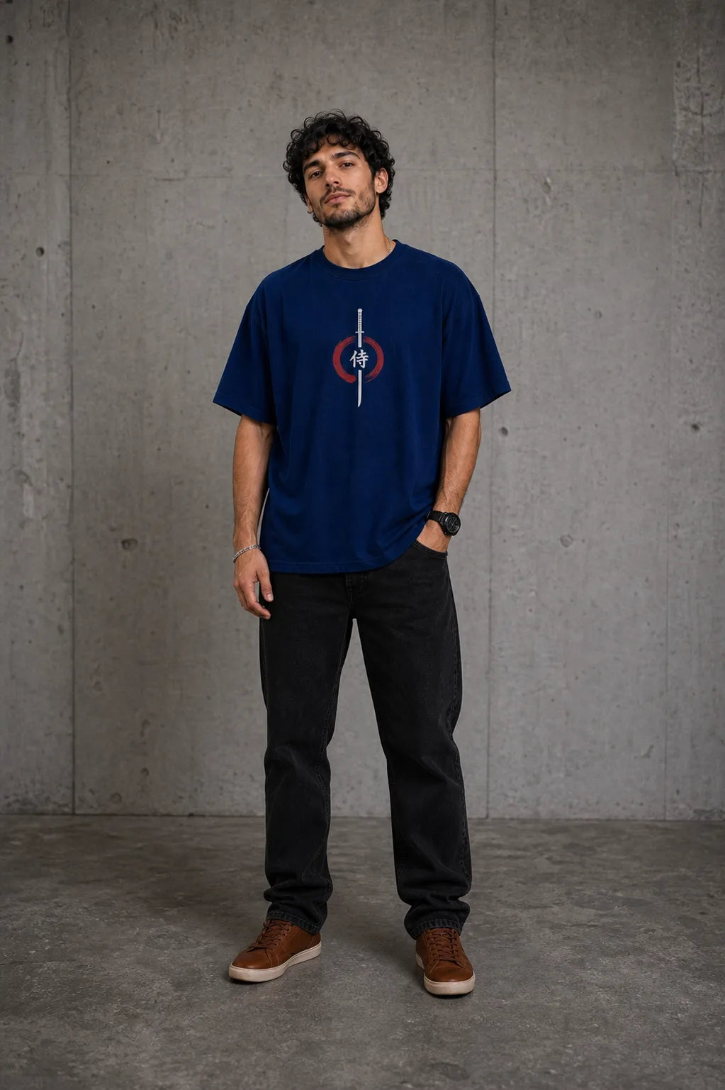 Color: Navy Blue | View: Front | Samurai Design 1 Tee