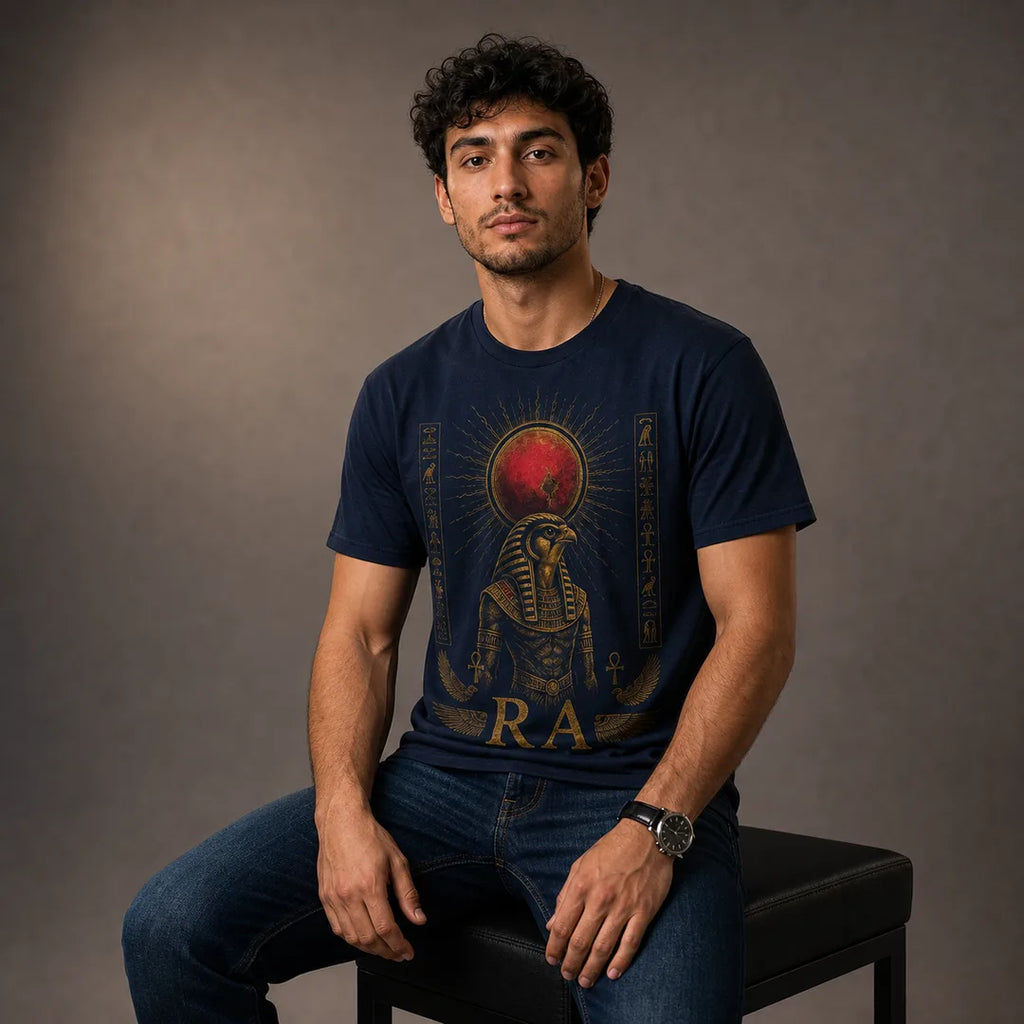 Color: Navy | View: Model | Ra Tee