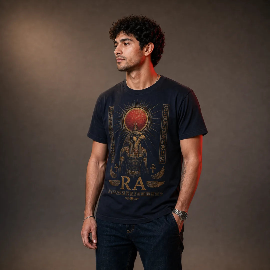 Color: Navy | View: Side | Ra Tee