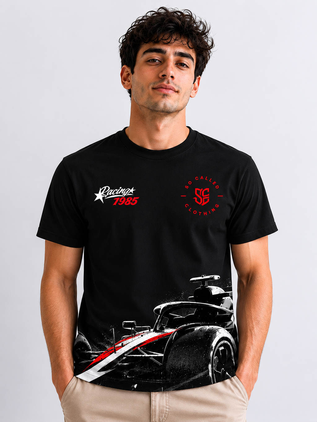Color: Black | View: Front | Racing 1985 Tee