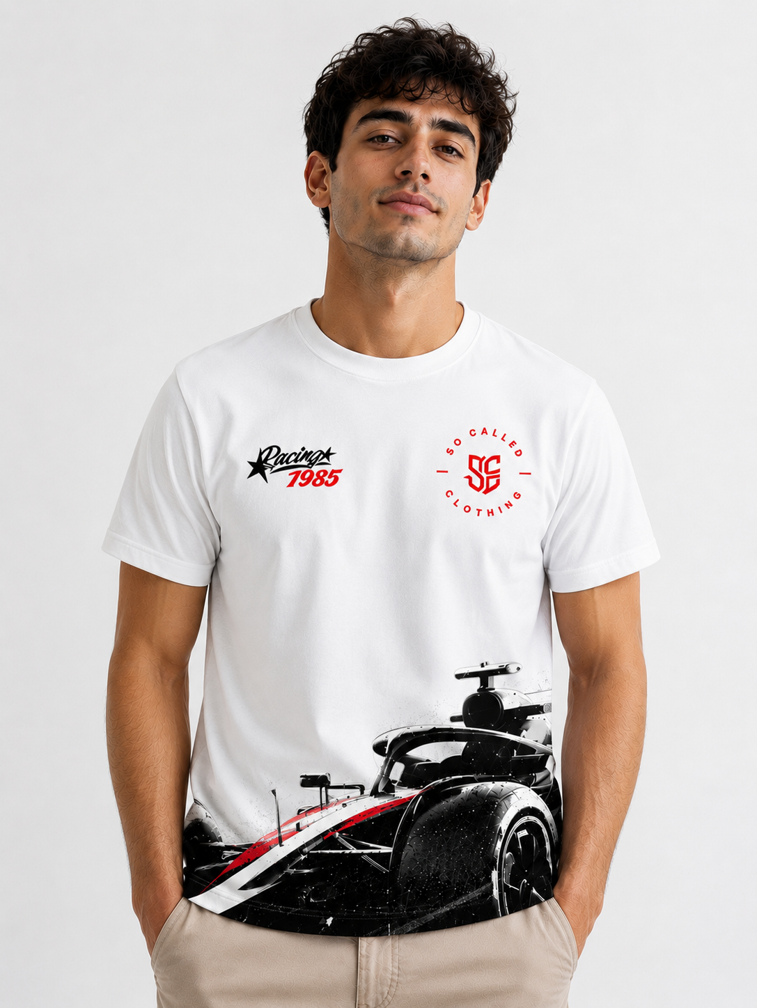 Color: White | View: Front | Racing 1985 Tee