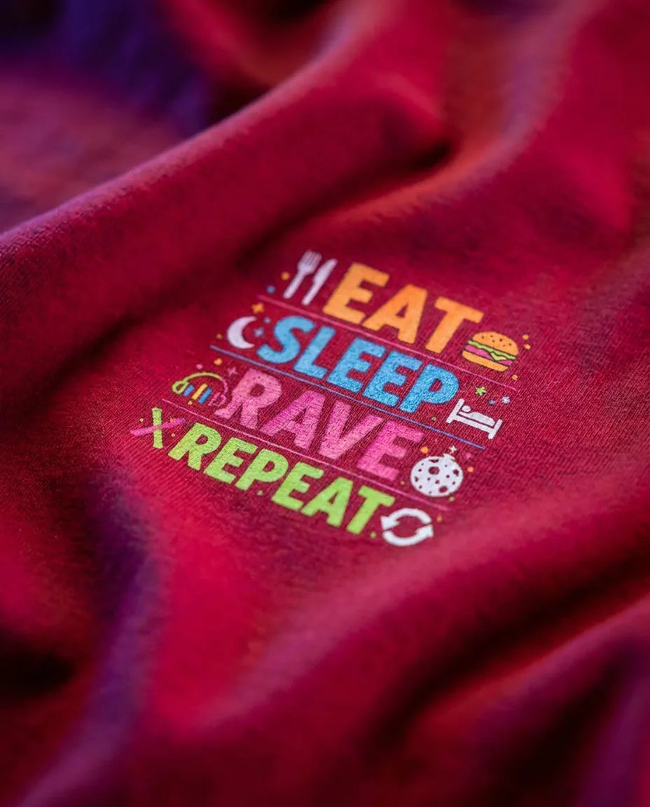 Color: Red | View: Detail | Eat Sleep Rave Repeat Tee