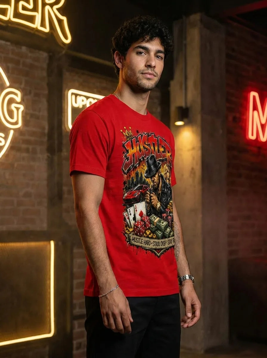 Color: Red | View: Side | Hustler Tee