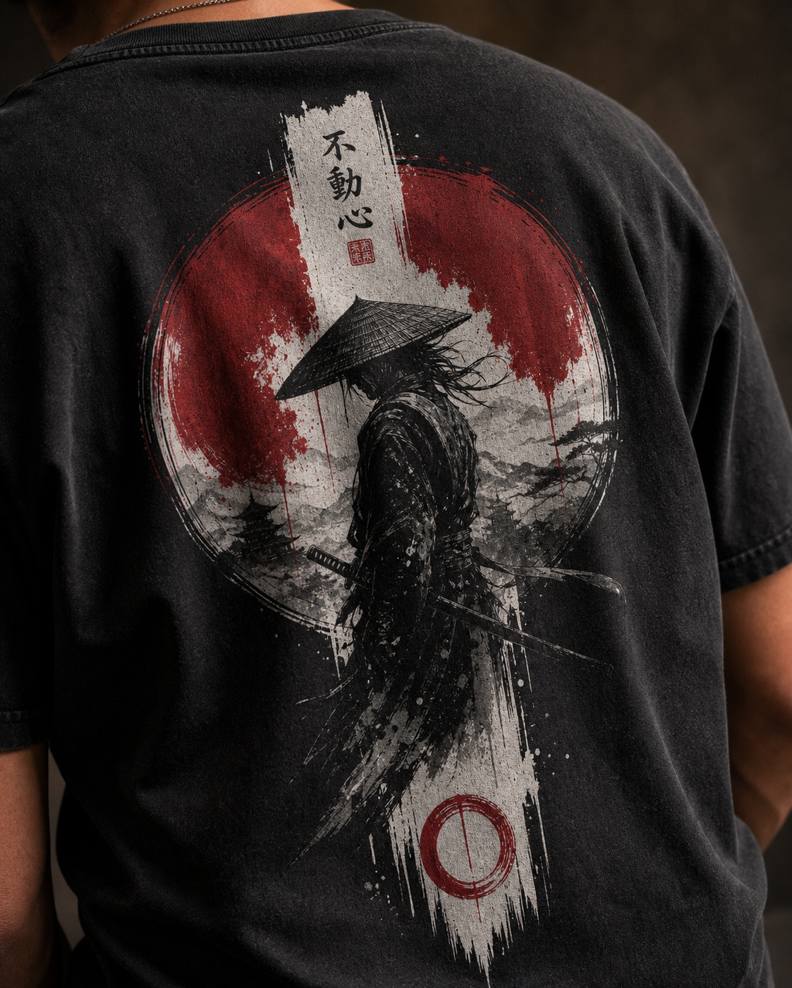 Color: Black | View: Back detail | Samurai Design 1 Tee