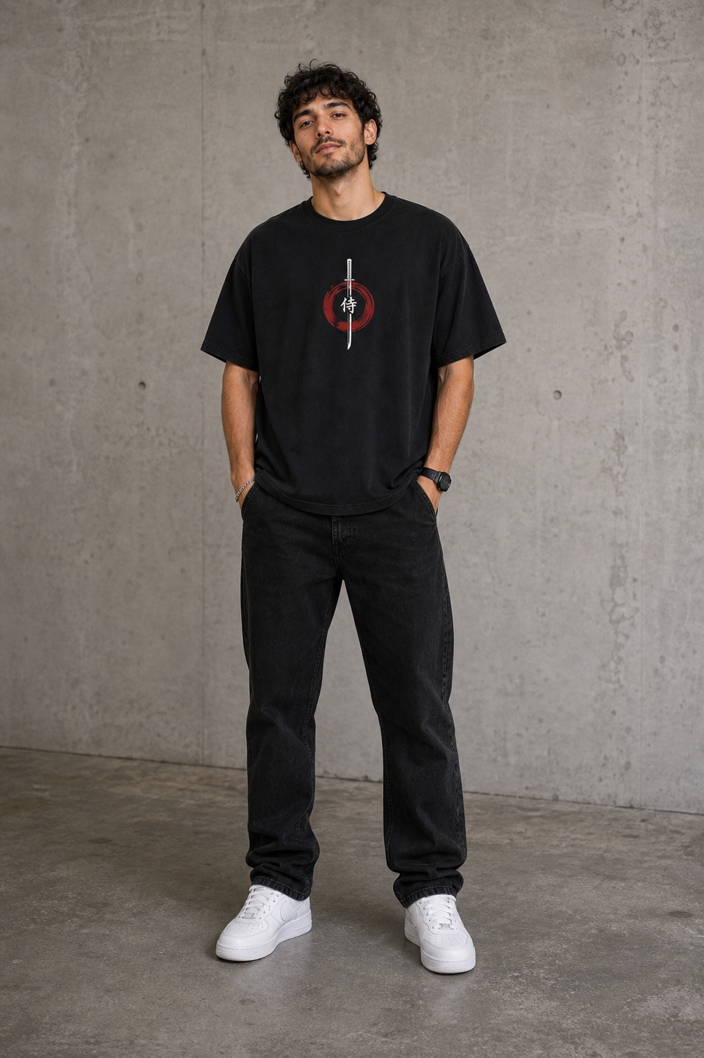Color: Black | View: Full body | Samurai Design 1 Tee