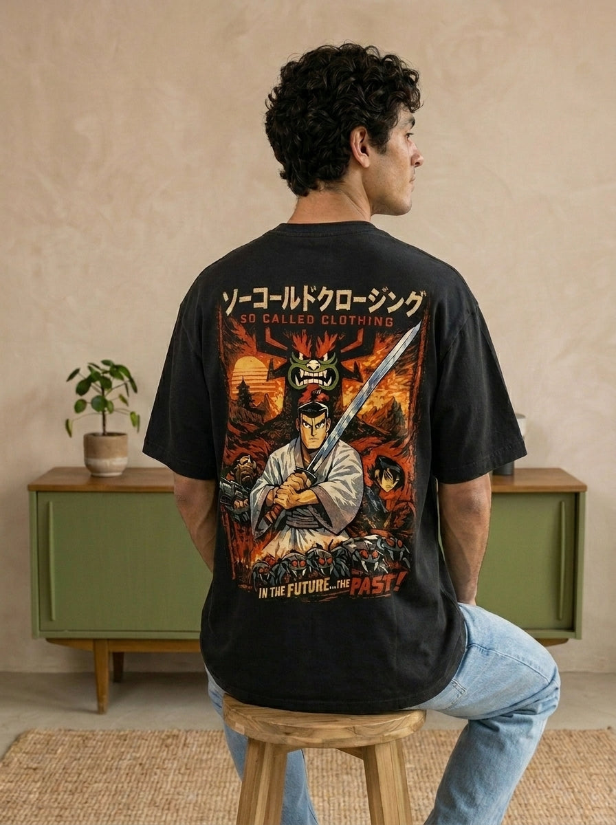 Color: Black | View: Back Fit | Samurai Jack Tee