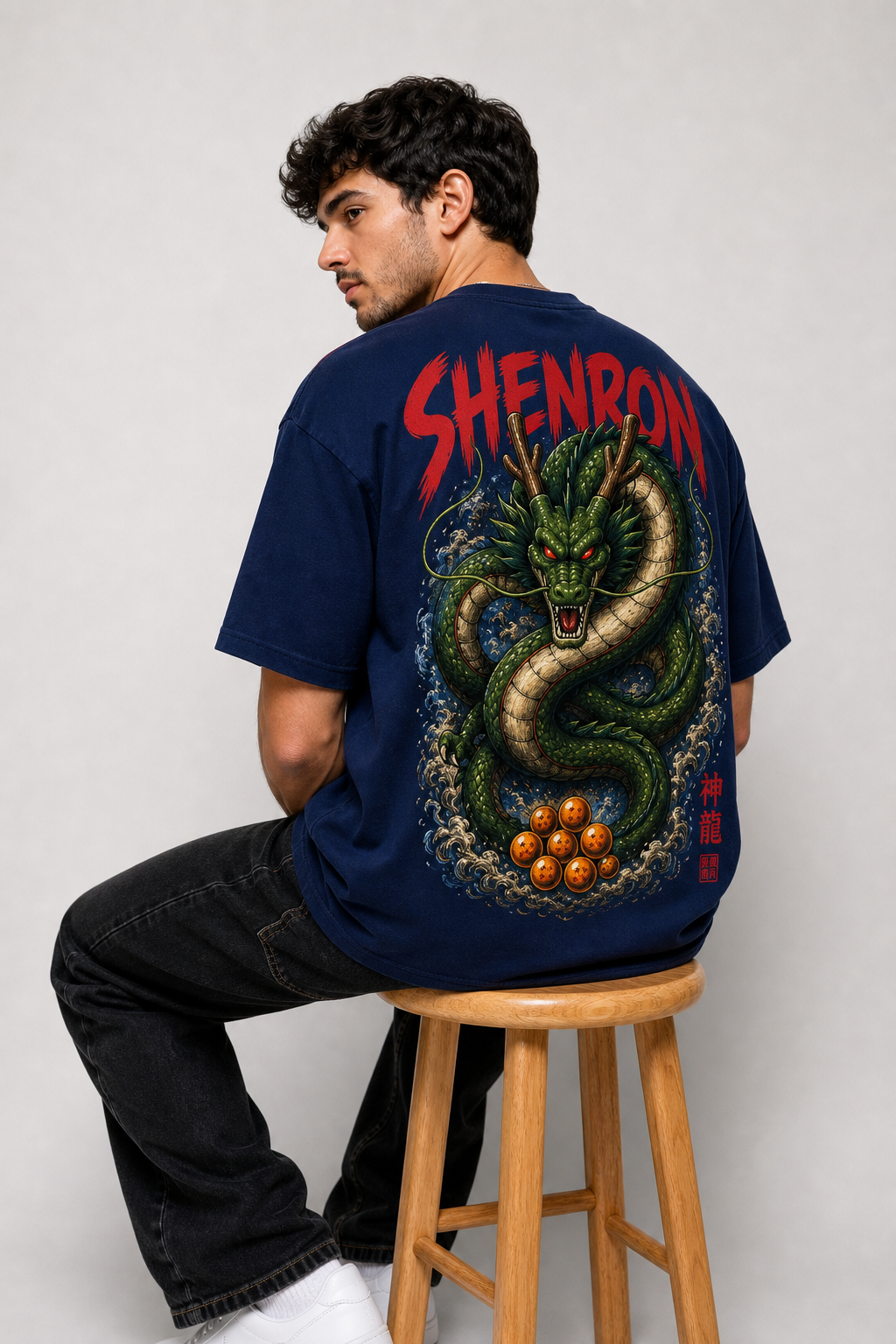 Color: Blue | View: Back Fit | Shenron Graphic Tee