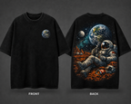 Spaceman Design 1 Tee front and back with astronaut holding coffee mug