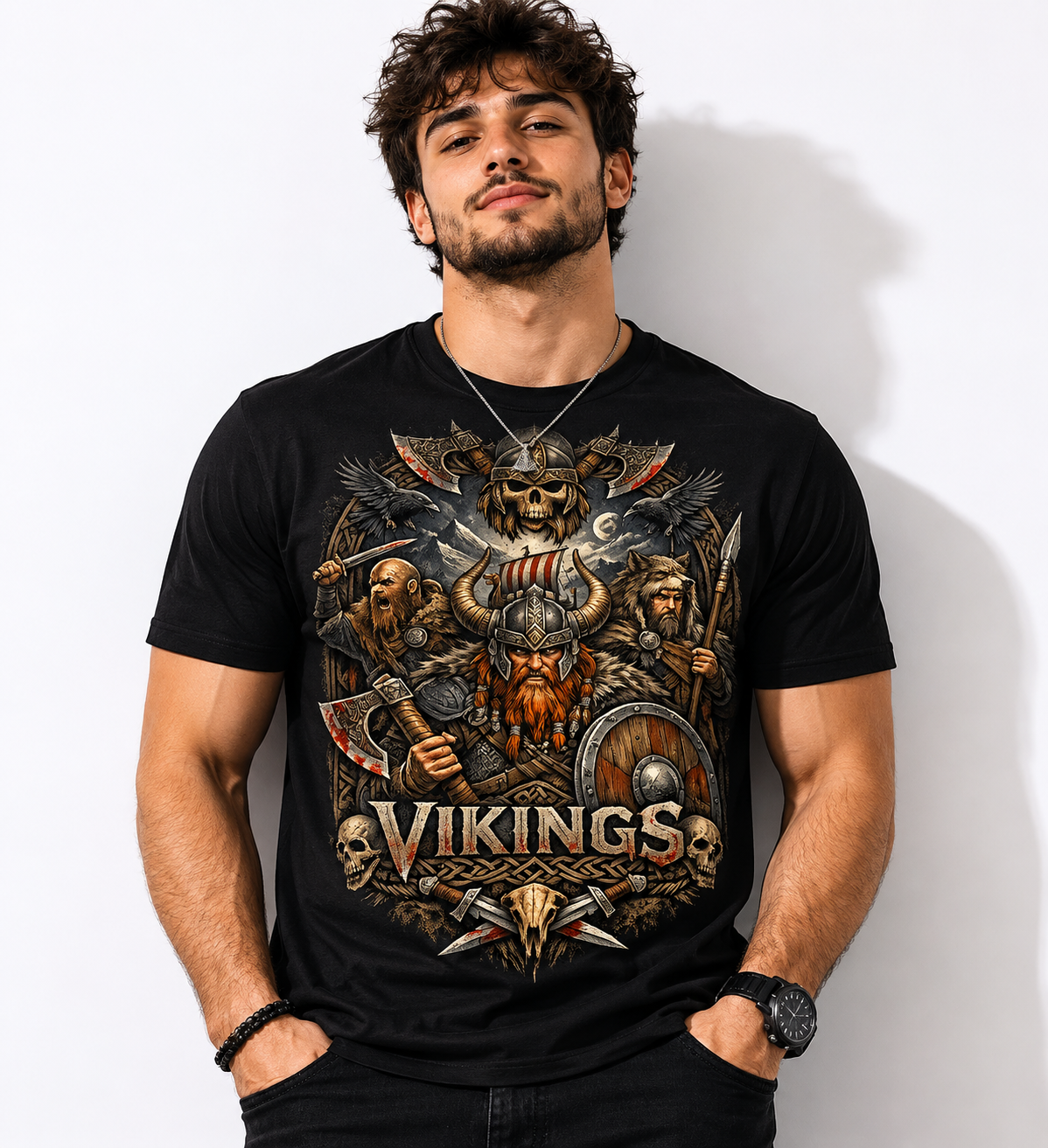 Color: Black | View: Front | Vikings Battle Tee