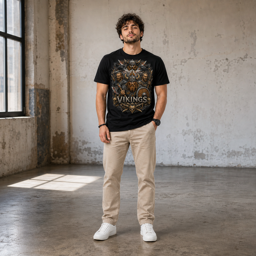 Color: Black | View: Full body | Vikings Battle Tee