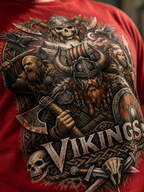 Color: Red | View: Artwork detail | Vikings Battle Tee