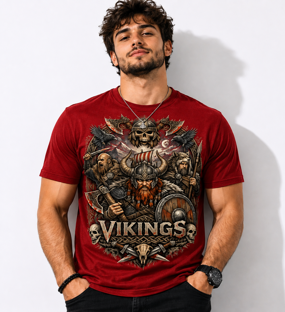 Color: Red | View: Front | Vikings Battle Tee