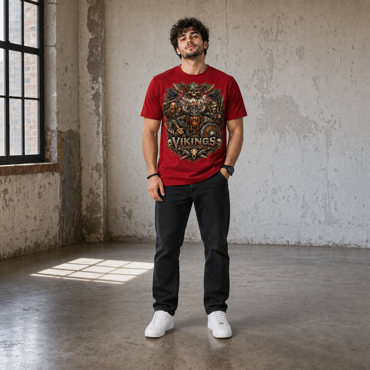Color: Red | View: Full body | Vikings Battle Tee