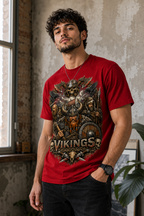 Color: Red | View: Three-quarter | Vikings Battle Tee