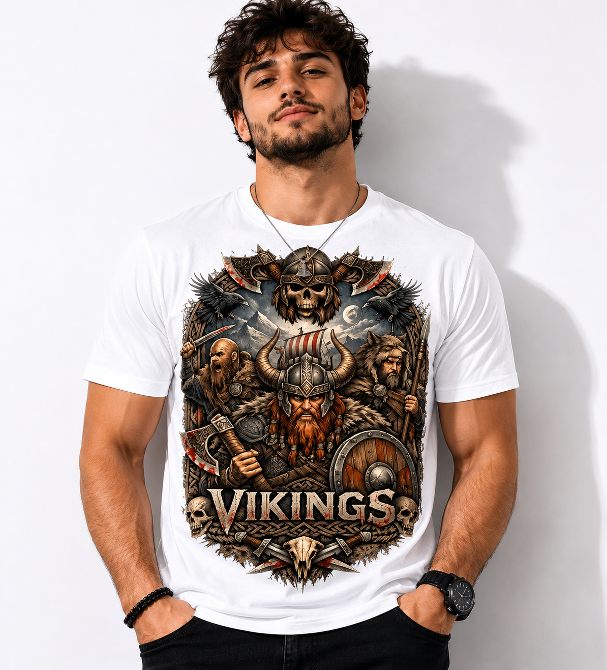 Color: White | View: Front | Vikings Battle Tee