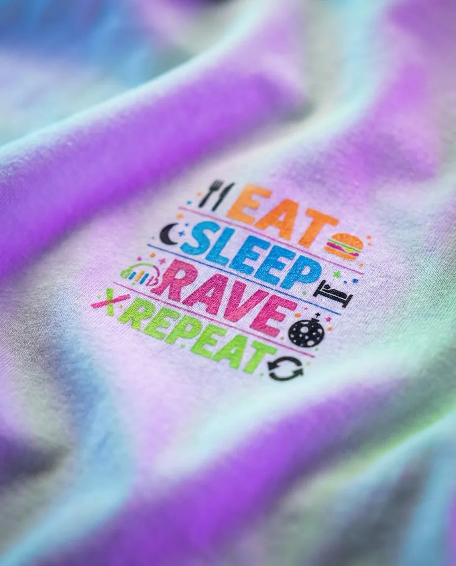 Color: White | View: Detail | Eat Sleep Rave Repeat Tee