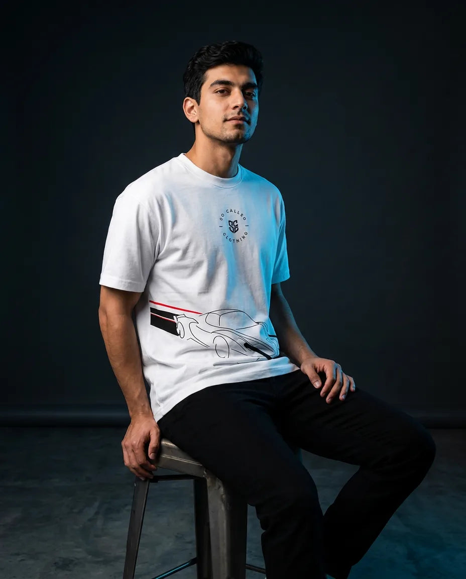 Color: White | View: Model | SC Racer Tee