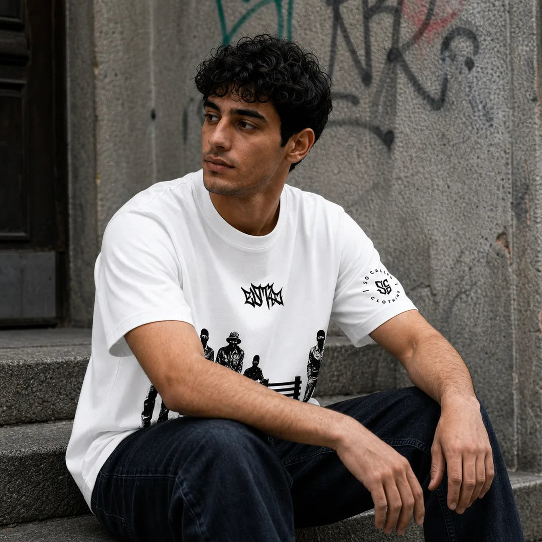 Color: White | View: Model | Dutty Red Tee