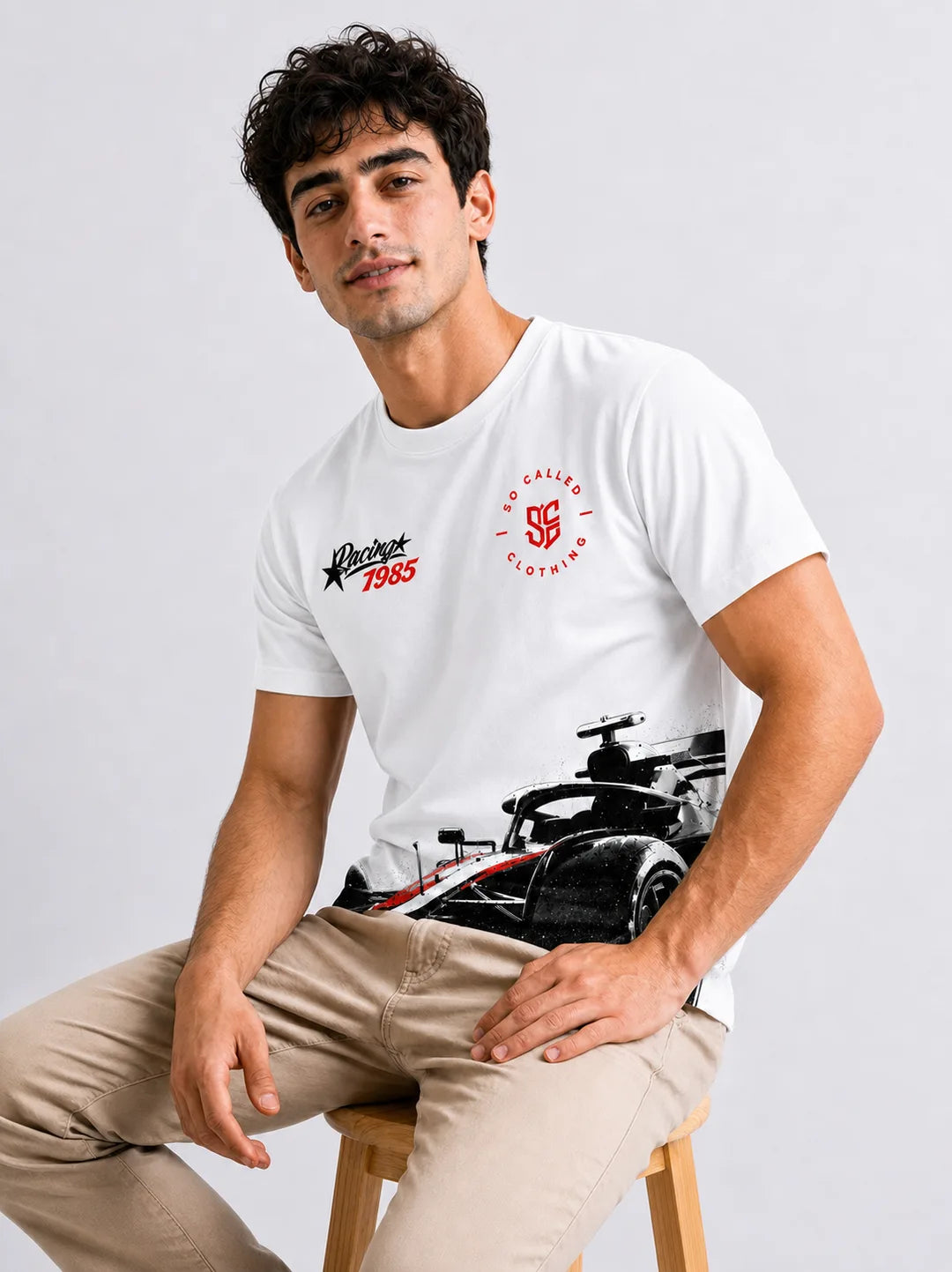 Color: White | View: Model | Racing 1985 Tee