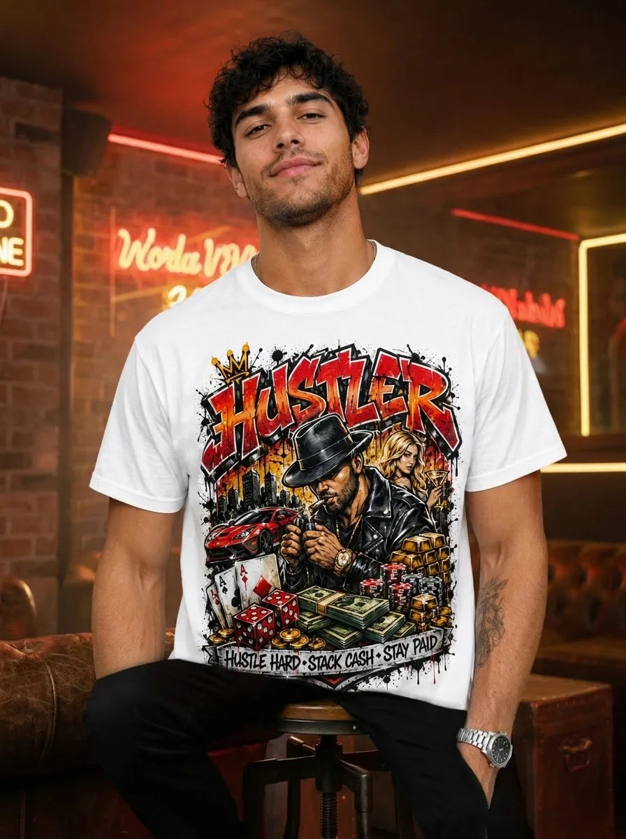 Color: White | View: Model | Hustler Tee
