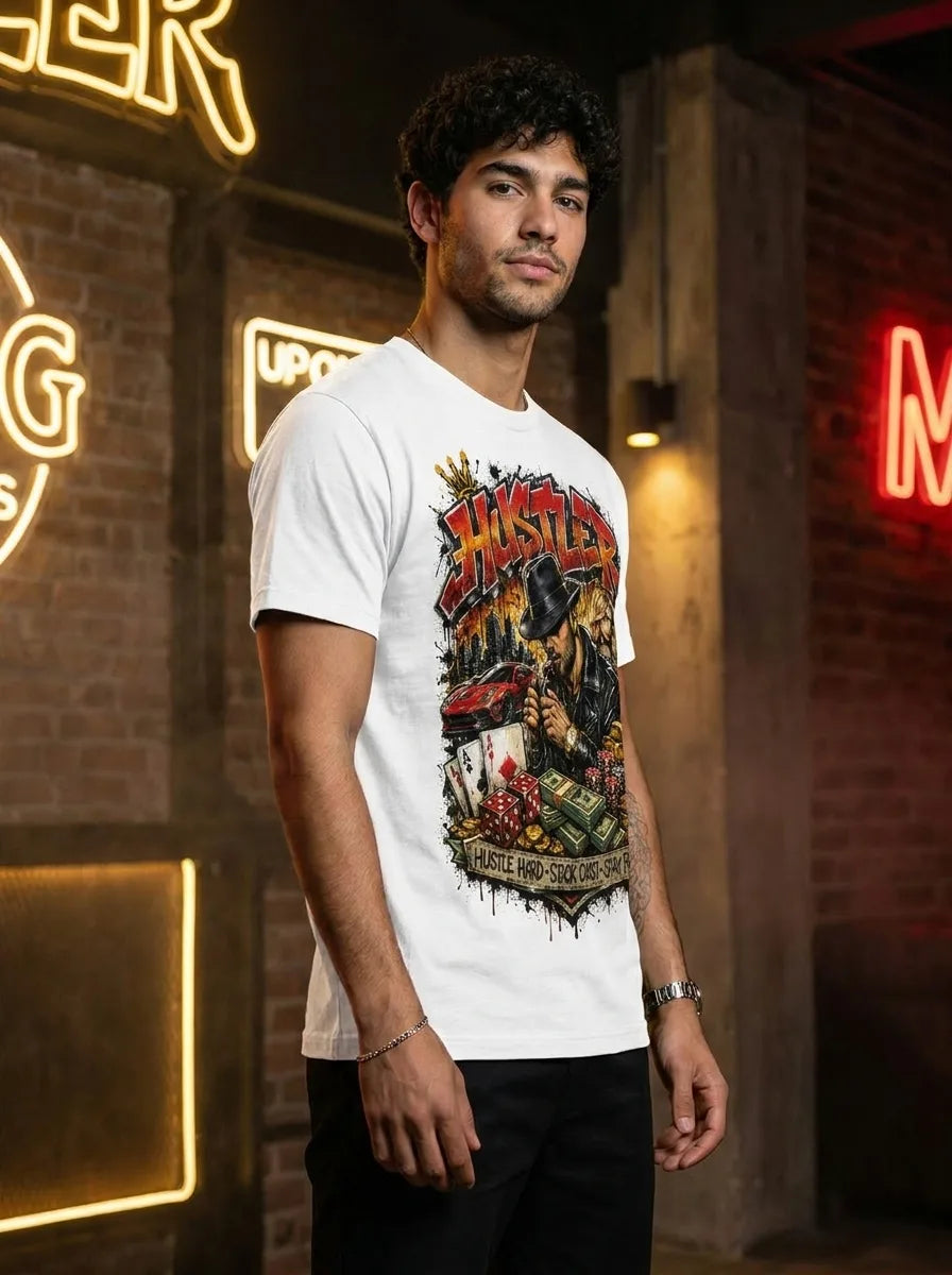 Color: White | View: Side | Hustler Tee