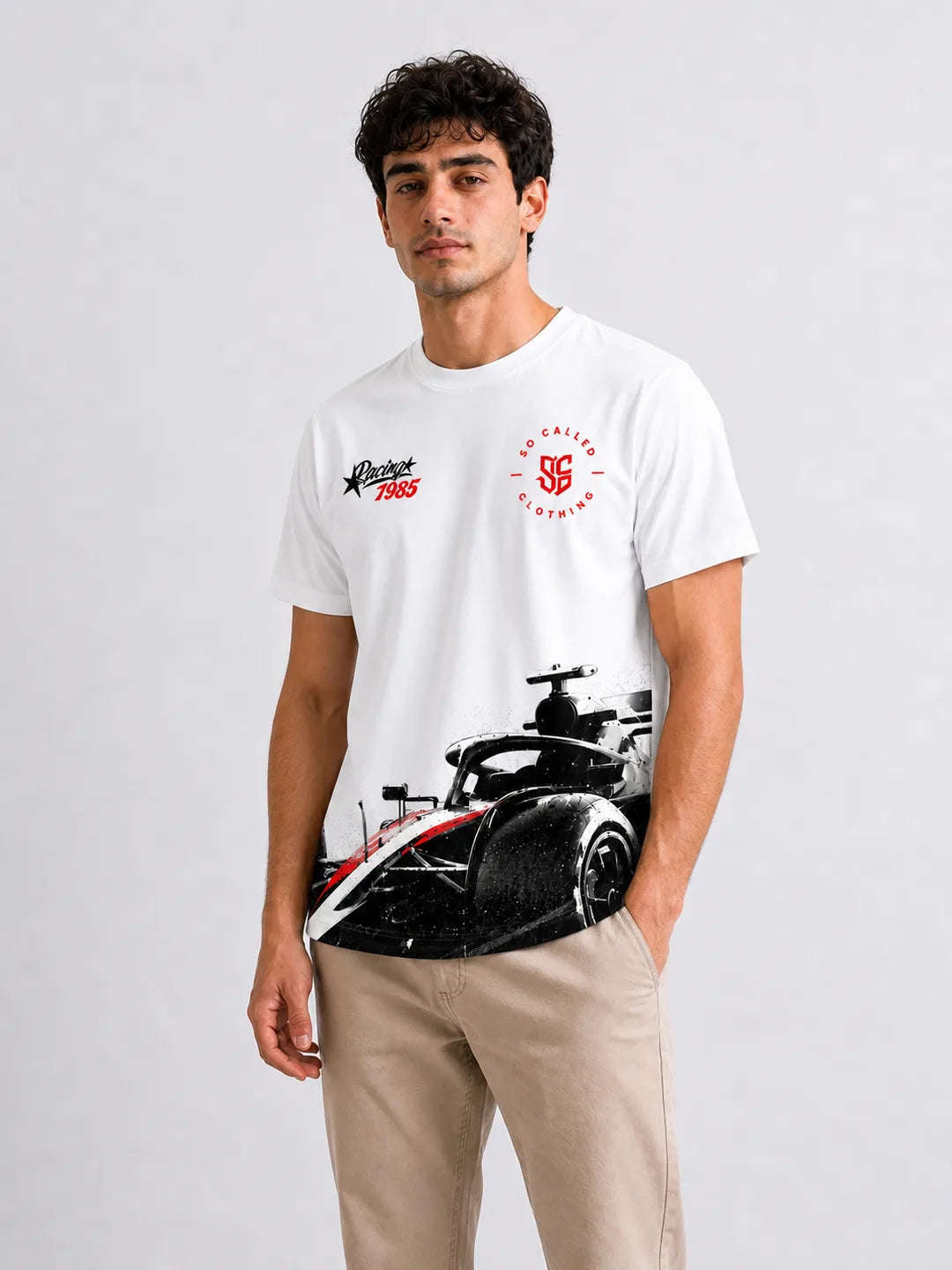 Color: White | View: Side | Racing 1985 Tee