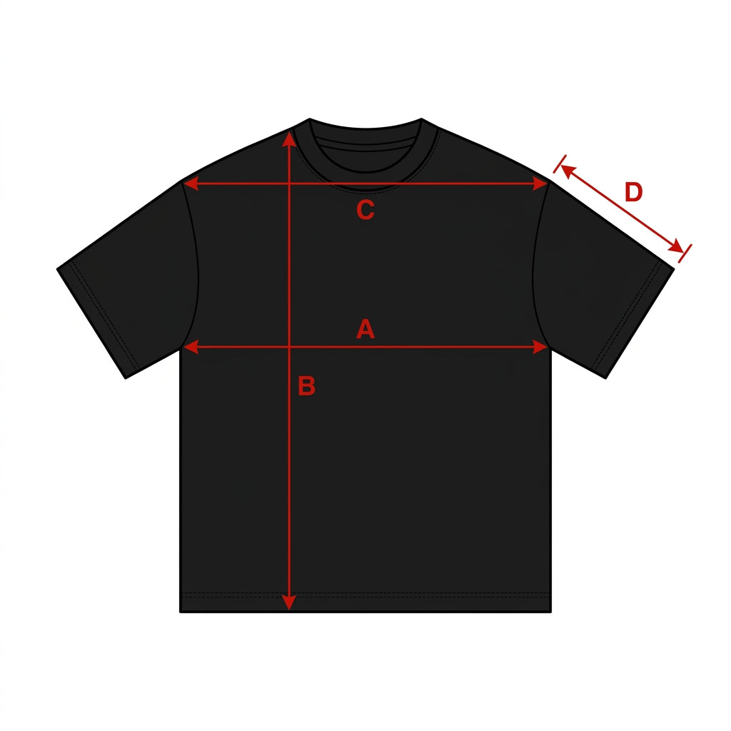 SCC Oversized T-Shirt Garment Measurement Guide